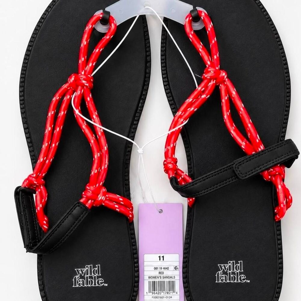 Wild-fable Women's Black and Red Sandals